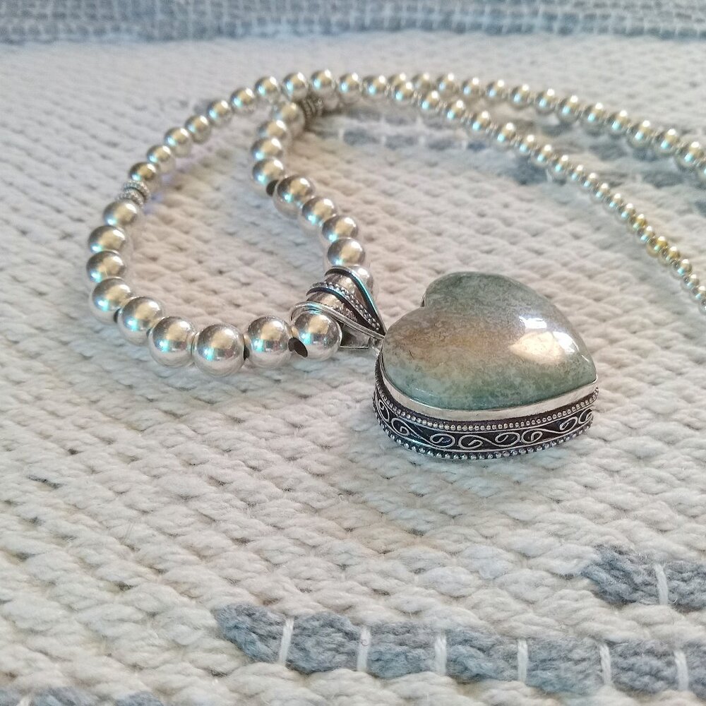 Moss Agate Sterling Silver Beaded Necklace